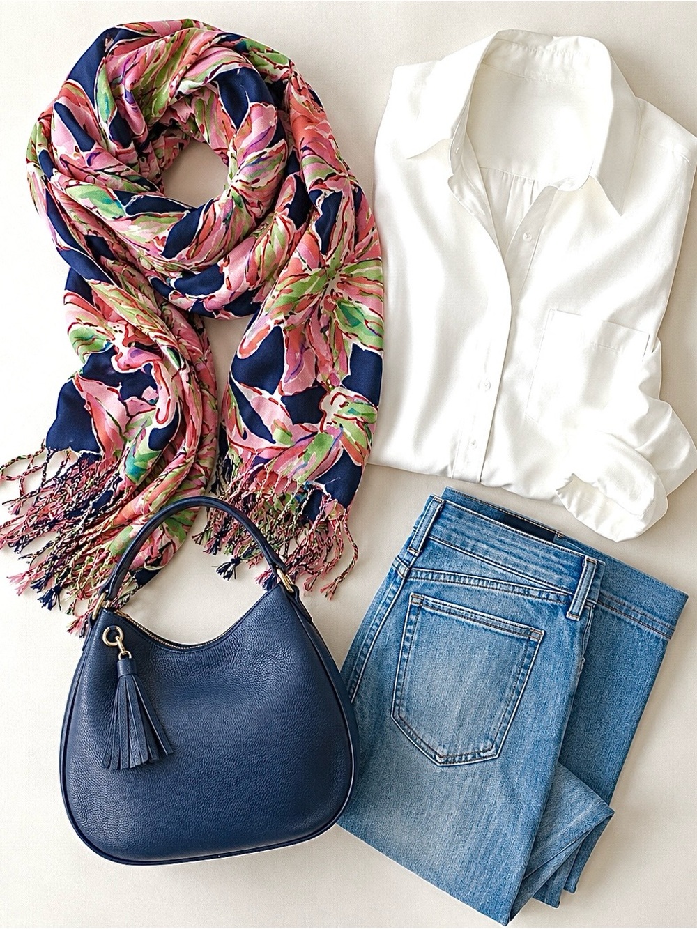 Lilly Pulitzer Bright Navy in the Vias rayon scarf
